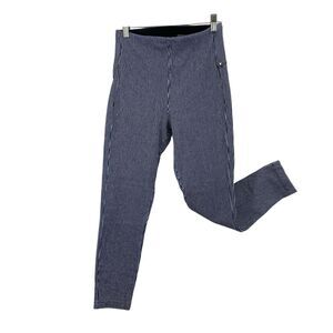 Lysse Leggings Pants Women Size XS Blue Railroad Stripe Slimming Pull on